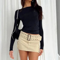 Basic Solid Crop Top Short Sleeve Crewneck