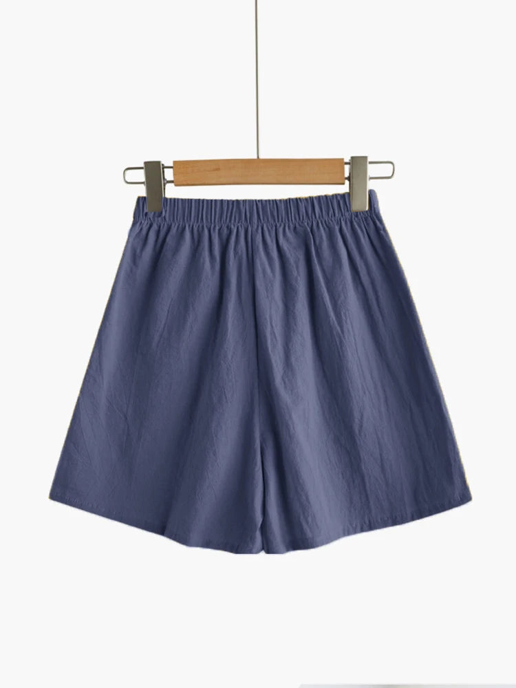 Casual Linen Shorts Women Gym Workout