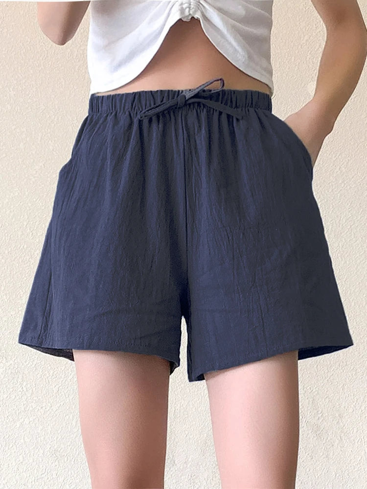 Casual Linen Shorts Women Gym Workout